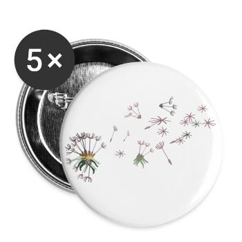 Dandelion flowers, - Buttons small 1''/25 mm (5-pack) - white - Front
