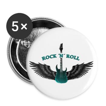 ROCK N ROLL - Buttons small 1''/25 mm (5-pack) - white - Front