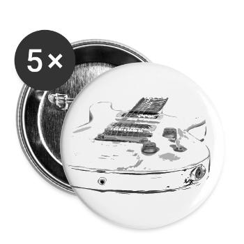 Guitare - Lot de 5 petits badges (25 mm) - blanc - Devant
