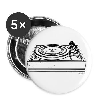 Plattenspieler Dual 1219 Turntable retro schwarz - Buttons klein 25 mm (5er Pack) - Weiß - Vorne
