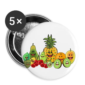 Fruits Fruits Fruits Vegan Nourriture végétalienne Été - Lot de 5 petits badges (25 mm) - blanc - Devant