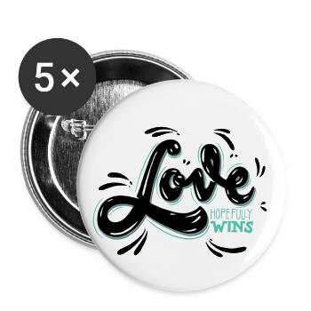Love - Buttons klein 25 mm (5er Pack) - Weiß - Vorne