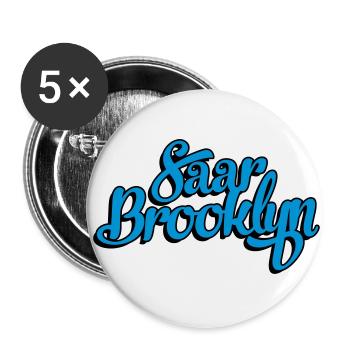 Saarbrooklyn - Das Original aus Saarbrücken - Buttons klein 25 mm (5er Pack) - Weiß - Vorne