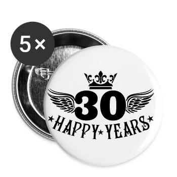 30 Happy Years - Buttons klein 25 mm (5er Pack) - Weiß - Vorne