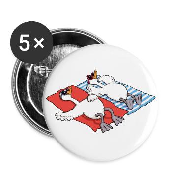 Schwäne am Strand - Buttons klein 25 mm (5er Pack) - Weiß - Vorne