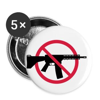 Waffenverbot Verbotsschild (Keine Waffen Peace) 2C - Buttons klein 25 mm (5er Pack) - Weiß - Vorne