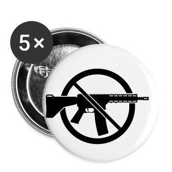 Waffenverbot Verbotsschild (Keine Waffen Peace) 1C - Buttons klein 25 mm (5er Pack) - Weiß - Vorne