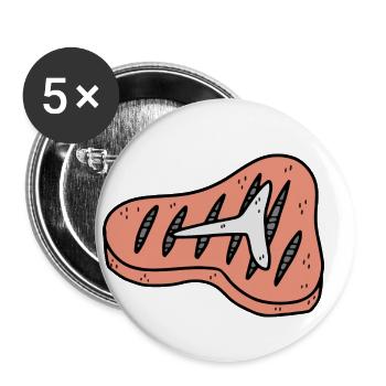 T-Bone Steak - Buttons klein 25 mm (5er Pack) - Weiß - Vorne