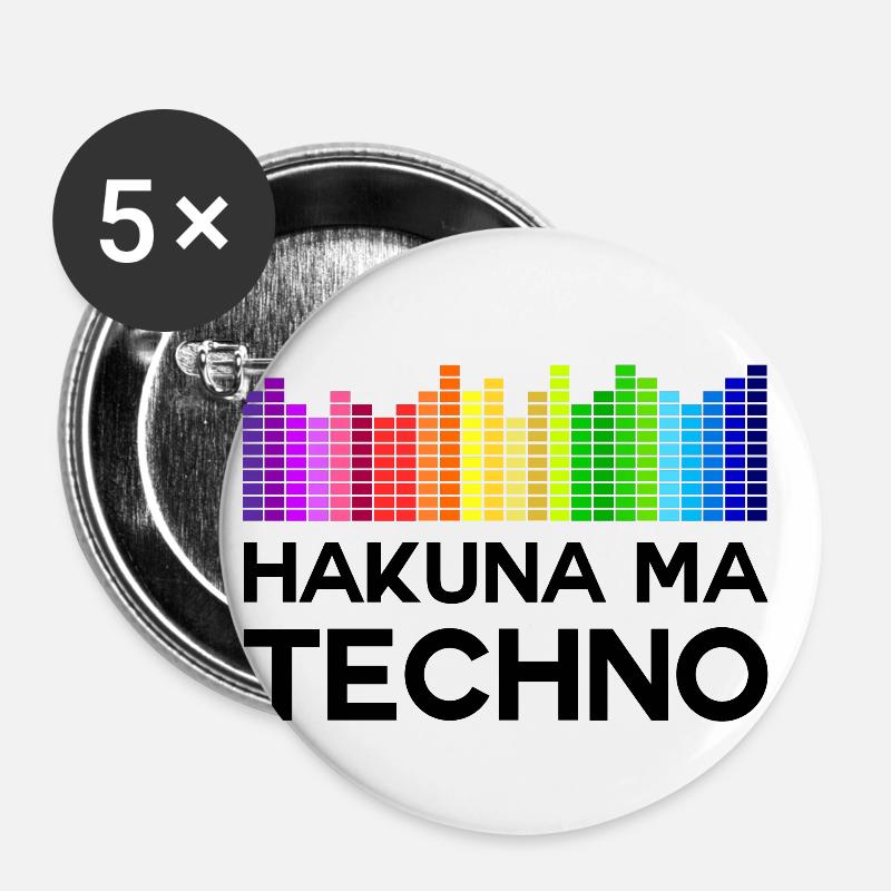 Hakuna Ma Techno Musik Disco - Buttons klein 25 mm (5er Pack) - Weiß