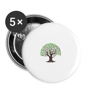 Bunter Baum mit Blättern - Buttons klein 25 mm (5er Pack) - Weiß - Vorne