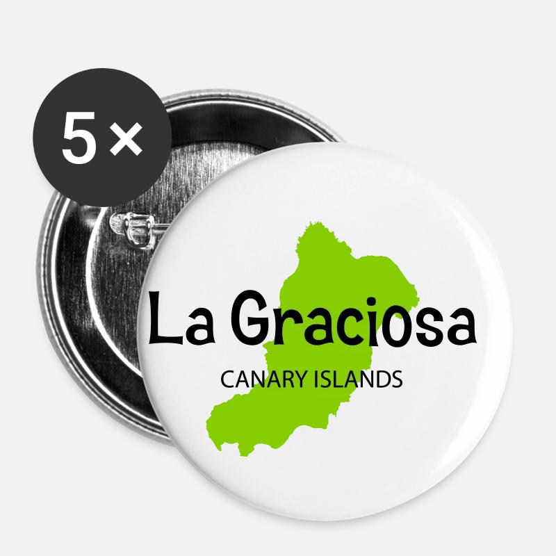 La Graciosa CANARY ISLANDS Canaries - Lot de 5 petits badges (25 mm) - blanc