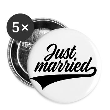 JUST MARRIED - Lot de 5 petits badges (25 mm) - blanc - Devant