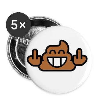 Emoji Caca Stinkfingers 3c - Lot de 5 petits badges (25 mm) - blanc - Devant