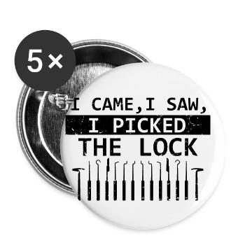 Lock Picking Locking Technician Schlossdienst Design - Buttons small 1''/25 mm (5-pack) - white - Front