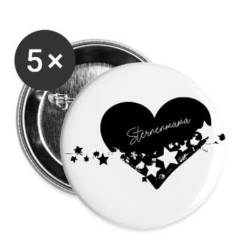 Sternenmama Herz - Buttons klein 25 mm (5er Pack) - Weiß - Vorne