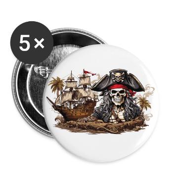Voilier Pirate Capitaine Aventure Costume Design - Lot de 5 petits badges (25 mm) - blanc - Devant