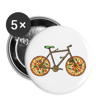 Pizza Pun With Bicycle Art For Pizza Lover Cyclist - Buttons small 1''/25 mm (5-pack) - white - Front