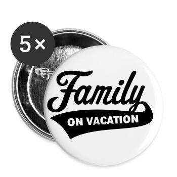 Family On Vacation (Familienurlaub / Black) - Buttons klein 25 mm (5er Pack) - Weiß - Vorne