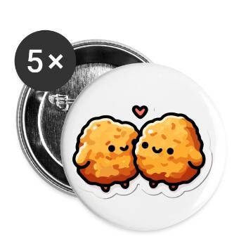 Cute Chicken Nuggets Heart Valentines Day - Buttons small 1''/25 mm (5-pack) - white - Front
