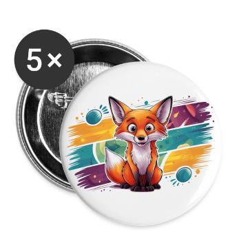 Fuchs - Illustration - Buttons klein 25 mm (5er Pack) - Weiß - Vorne