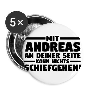 Vorname Andreas - Buttons klein 25 mm (5er Pack) - Weiß - Vorne