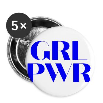 GRL PWR, motivational statement quote - Buttons small 1''/25 mm (5-pack) - white - Front