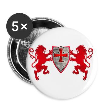 Loewen with the Knight's shield - Buttons small 1''/25 mm (5-pack) - white - Front