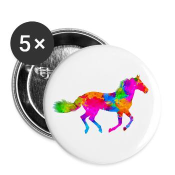 Beau cheval - Lot de 5 petits badges (25 mm) - blanc - Devant