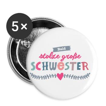 Bientôt grande soeur - Lot de 5 petits badges (25 mm) - blanc - Devant