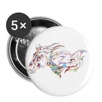 Cheval tribal - Lot de 5 petits badges (25 mm) - blanc - Devant