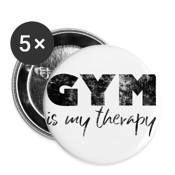 Bodybuilder Gym Fitness Workout Gym is my therapy - Buttons klein 25 mm (5er Pack) - Weiß - Vorne