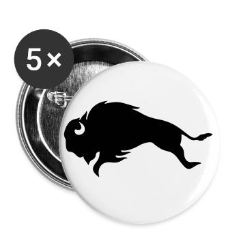 BISON BUFFALO BULLE IM SPRINT - Buttons klein 25 mm (5er Pack) - Weiß - Vorne