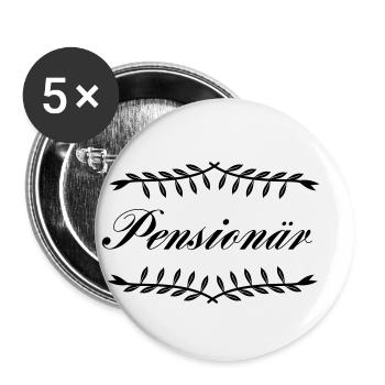 Pensionär Geschenk zur Pension Pensionierung - Buttons klein 25 mm (5er Pack) - Weiß - Vorne
