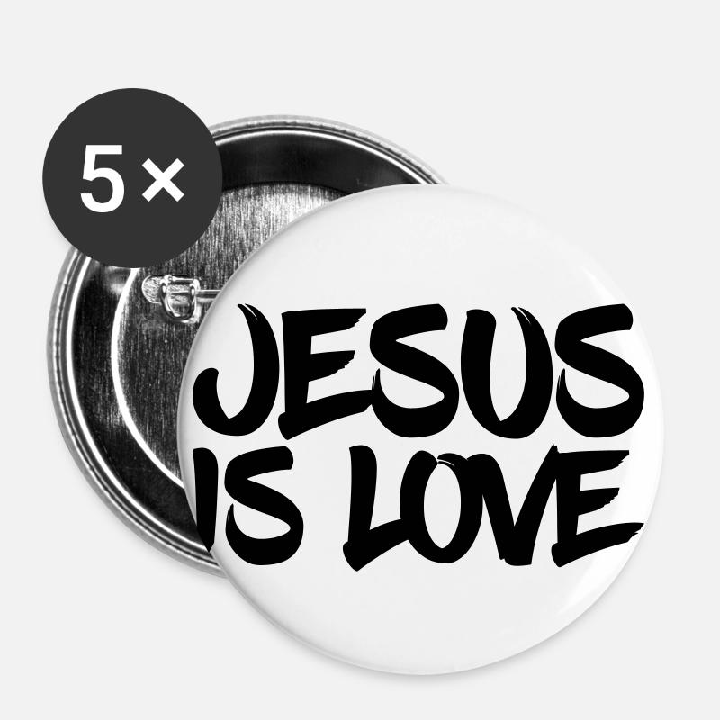JESUS IS LOVE - Buttons small 1''/25 mm (5-pack) - white