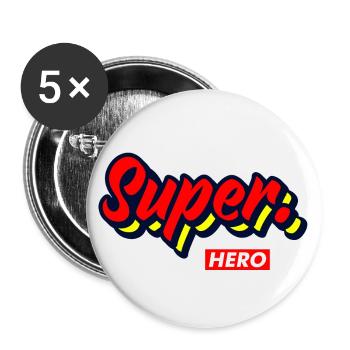 Super héros - Lot de 5 petits badges (25 mm) - blanc - Devant