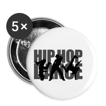 Hip Hop Tanz Kampf Musik Mädchen und Junge Lektion - Buttons klein 25 mm (5er Pack) - Weiß - Vorne