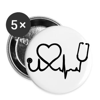 Docteur médecin infirmier cardio-médical - Lot de 5 petits badges (25 mm) - blanc - Devant