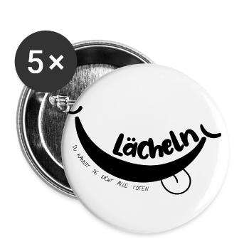 Witziger Spruch mit Mund zum Lachen - Buttons klein 25 mm (5er Pack) - Weiß - Vorne