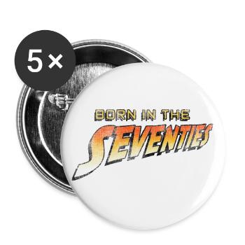 Né dans les années soixante-dix Nerd Retro 70s Cult Fun - Lot de 5 petits badges (25 mm) - blanc - Devant