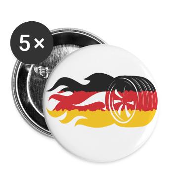 Deutschland Motorsport Brennender Reifen Flammen - Buttons klein 25 mm (5er Pack) - Weiß - Vorne