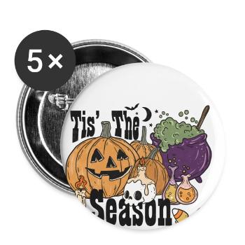 Horror Zauberei Magie Halloween T-Shirt Geschenk - Buttons klein 25 mm (5er Pack) - Weiß - Vorne