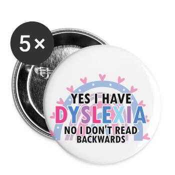 Dyslexia Awareness and Dyslexia Teachers - Buttons small 1''/25 mm (5-pack) - white - Front