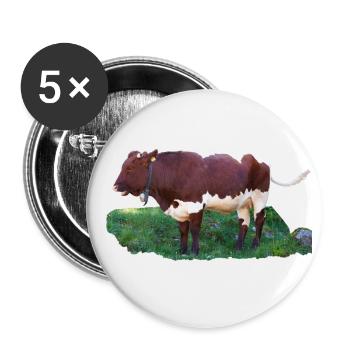 Das Fleisch der Pinzgauer Rinder ist schmackhaft - Buttons klein 25 mm (5er Pack) - Weiß - Vorne
