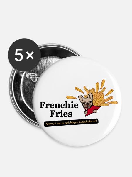 Frenchie Fries - Buttons klein 25 mm (5er Pack) - Weiß