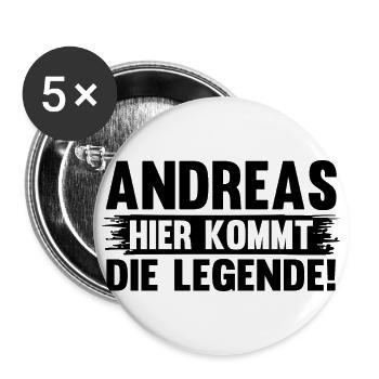 Vorname Andreas - Buttons klein 25 mm (5er Pack) - Weiß - Vorne