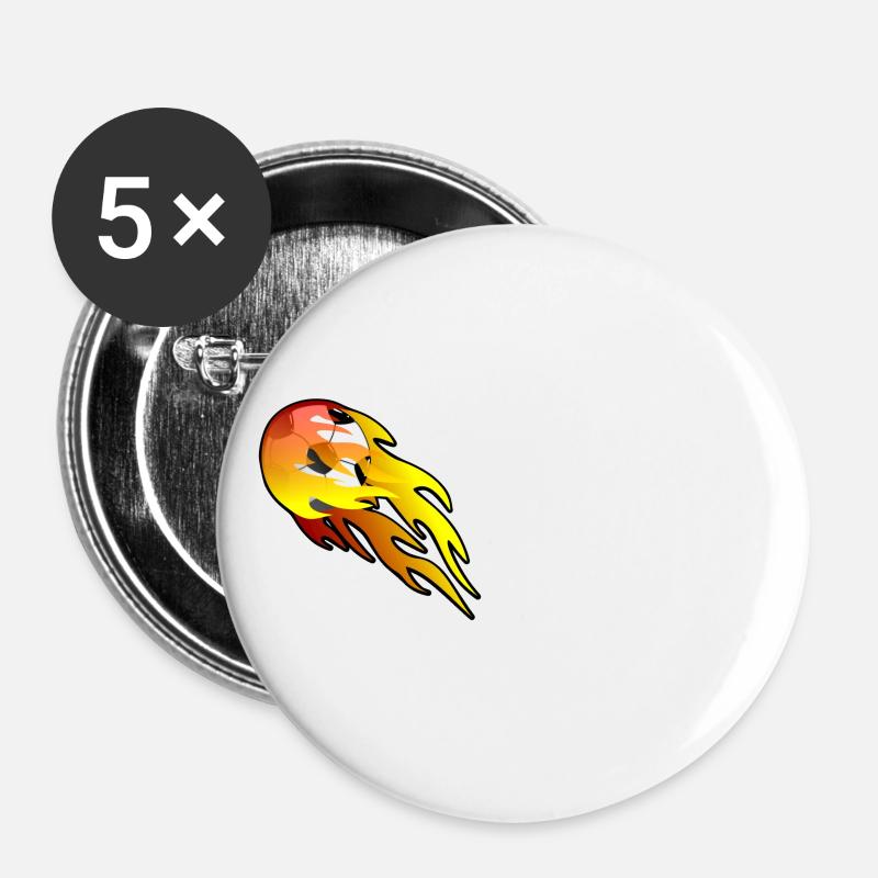 Flammenball - Buttons klein 25 mm (5er Pack) - Weiß