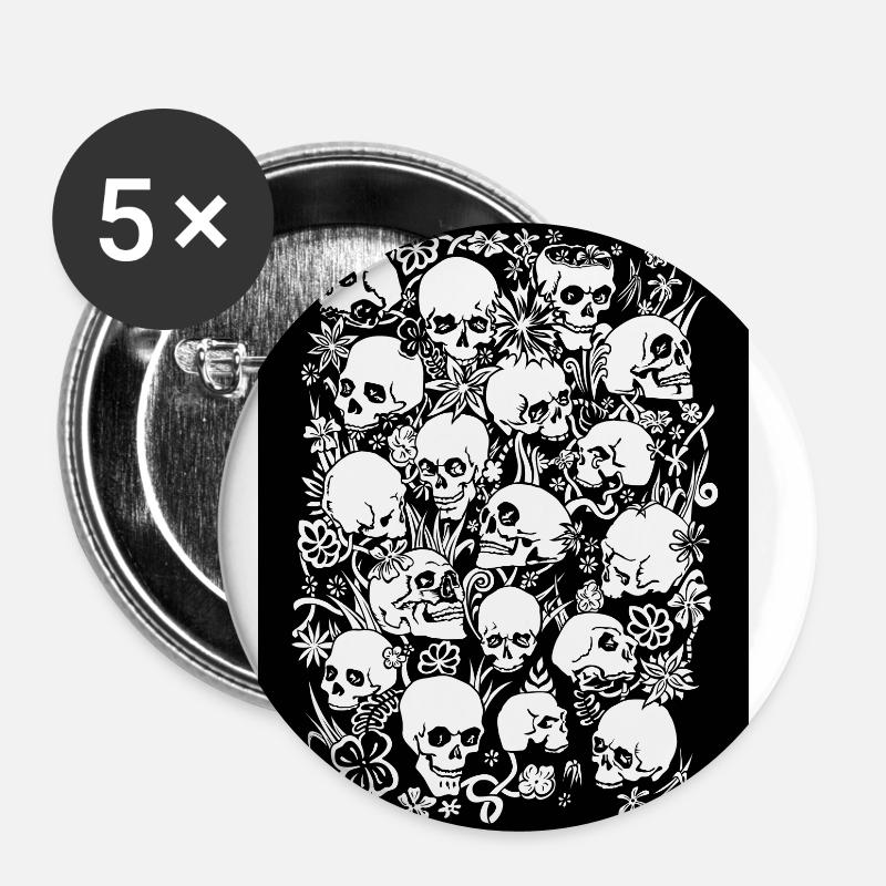 skulls - Buttons small 1''/25 mm (5-pack) - white