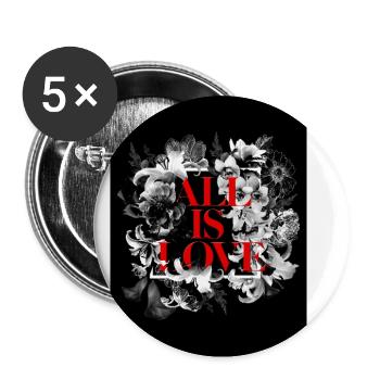 tout est amour affiche de fleur - Lot de 5 petits badges (25 mm) - blanc - Devant