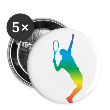 tennis - Lot de 5 petits badges (25 mm) - blanc - Devant