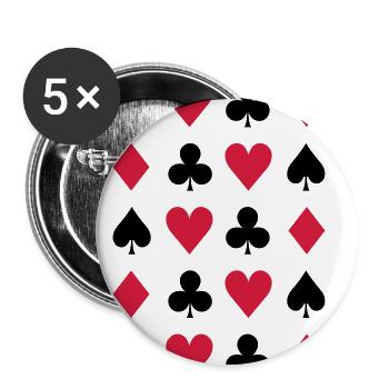 Muster aus Herz, Pik, Kreuz und Karo - Buttons klein 25 mm (5er Pack) - Weiß - Vorne